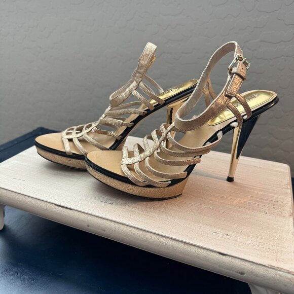 Michael Kors Collection Gold metallic Platform Heels size 6.5 - Picture 1 of 6